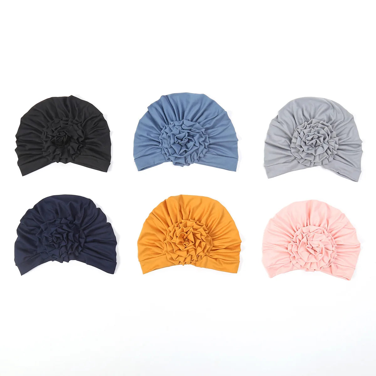 Trendy Crinkle Women's Hijab Solid Color Muslim Ladies Turban Bonnet Flower Decor Ramadan Head Wrap Head Scarf Indian Hat Mujer - NamafadStore