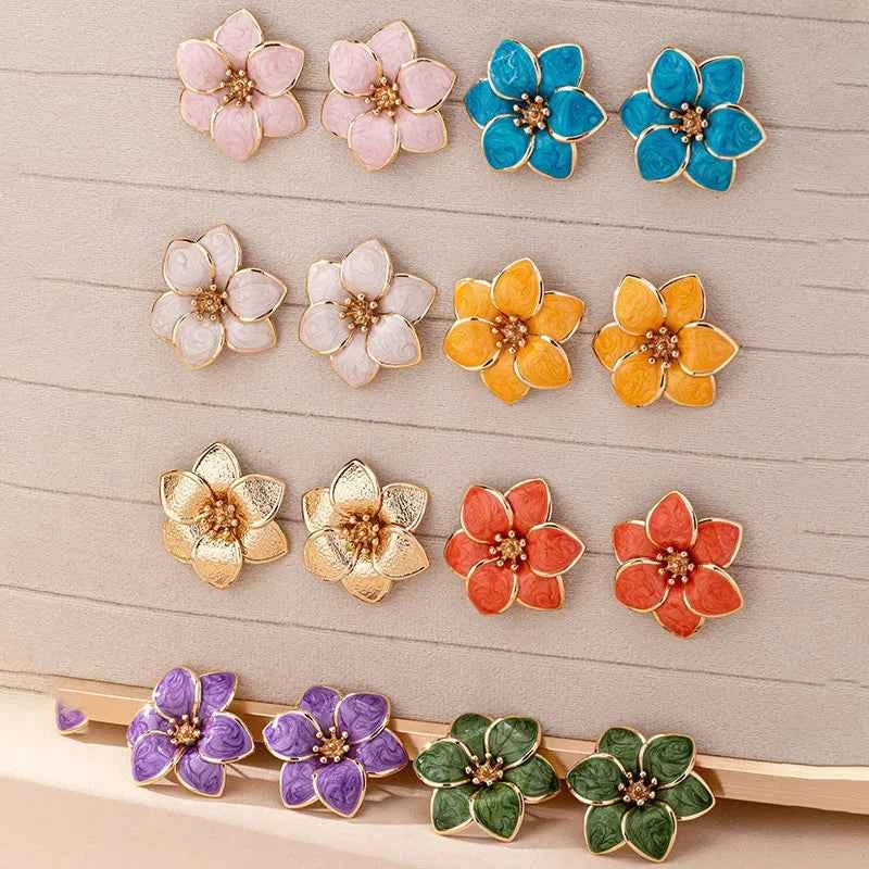 Simple Oil Drop Flower Earrings For Women Girls Geometric Ear Accessories Fashion Jewelry Holiday Party Gift OL E572