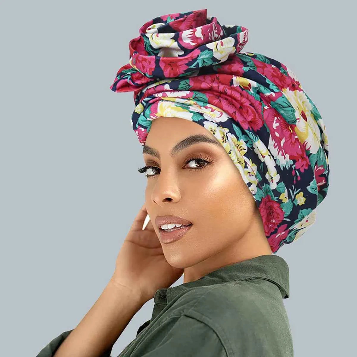 Ramadan Fashion Print Turban Hijab Hats African Head Wraps Elastic Muslim Hats Breathable Chemo Cap For Women Girls - NamafadStore