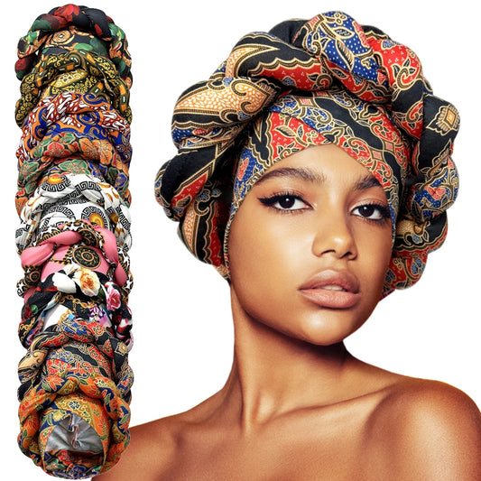 African Headtie Bonnet Hat Turban for Women Muslim Head Wrap Nigerian Scarf Braid Hijab Femme Chemo Caps Cover - NamafadStore
