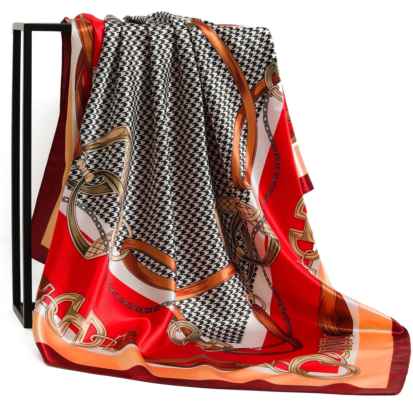 90*90cm Silk Scarf Women Print Hair Neck Square Office Ladies Shawl Bandanna Muslim Hijab Handkerchief Muffler Foulard female - NamafadStore