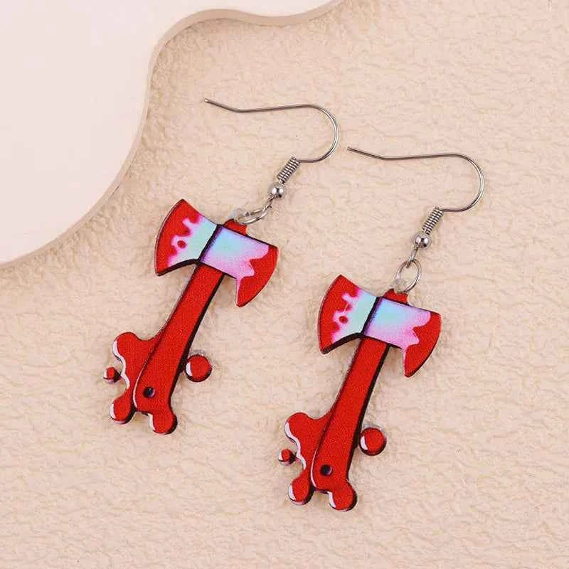 Hot selling Halloween earrings bloody scissors axes acrylic earrings personalized trend earrings for women