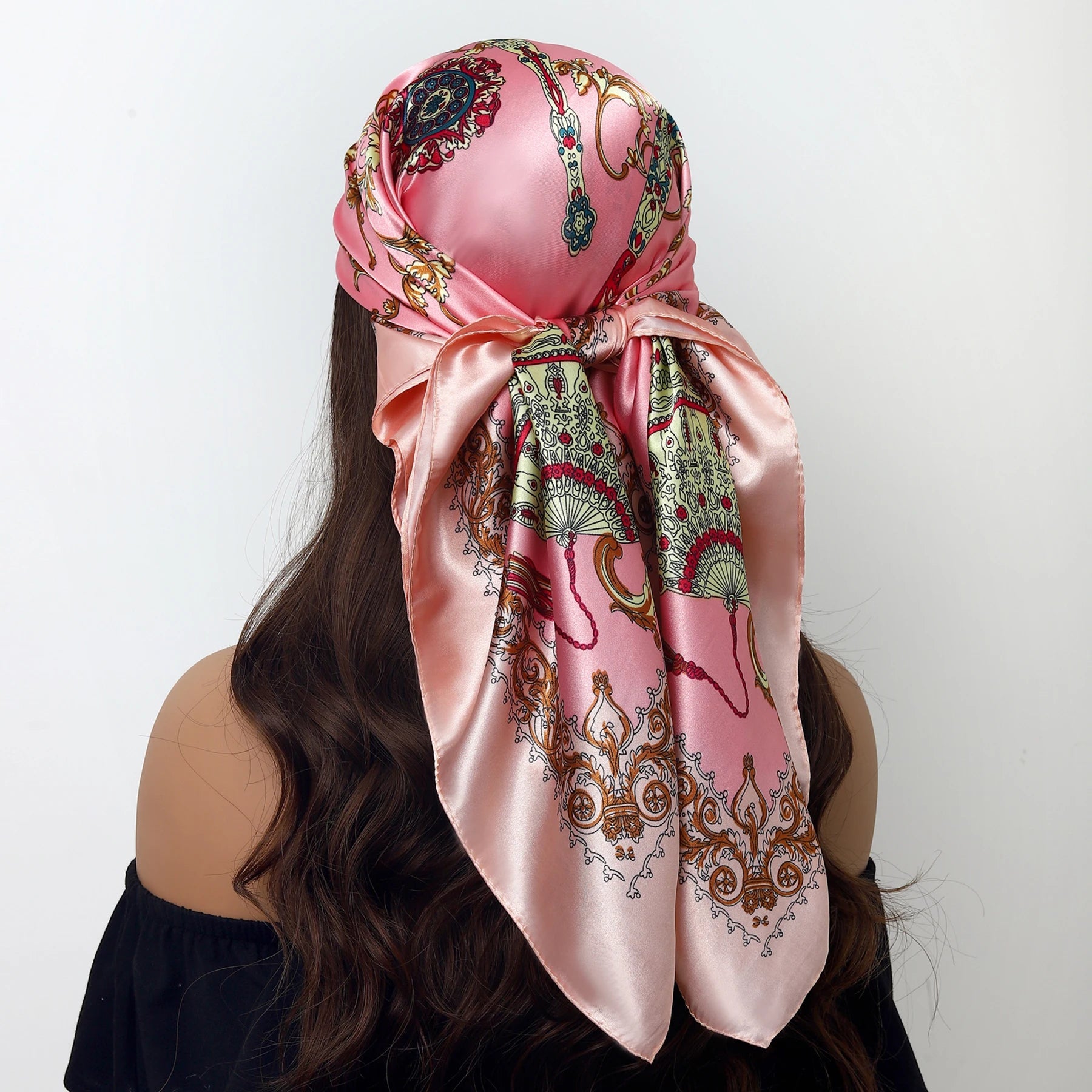 Popular Shawls Europe And America Fashion Bandannas New Print Sunscreen 90X90CM Kerchief Four Seasons Luxury Square Silk Scarves - NamafadStore