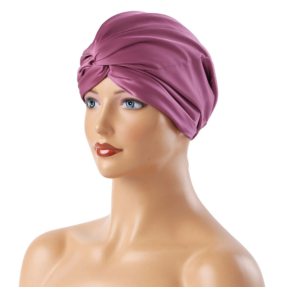 Unisex Solid-Color Adjustables Silk Satins Hair Bonnets High Elasticity Soft Sleep Cap For Women Men - NamafadStore