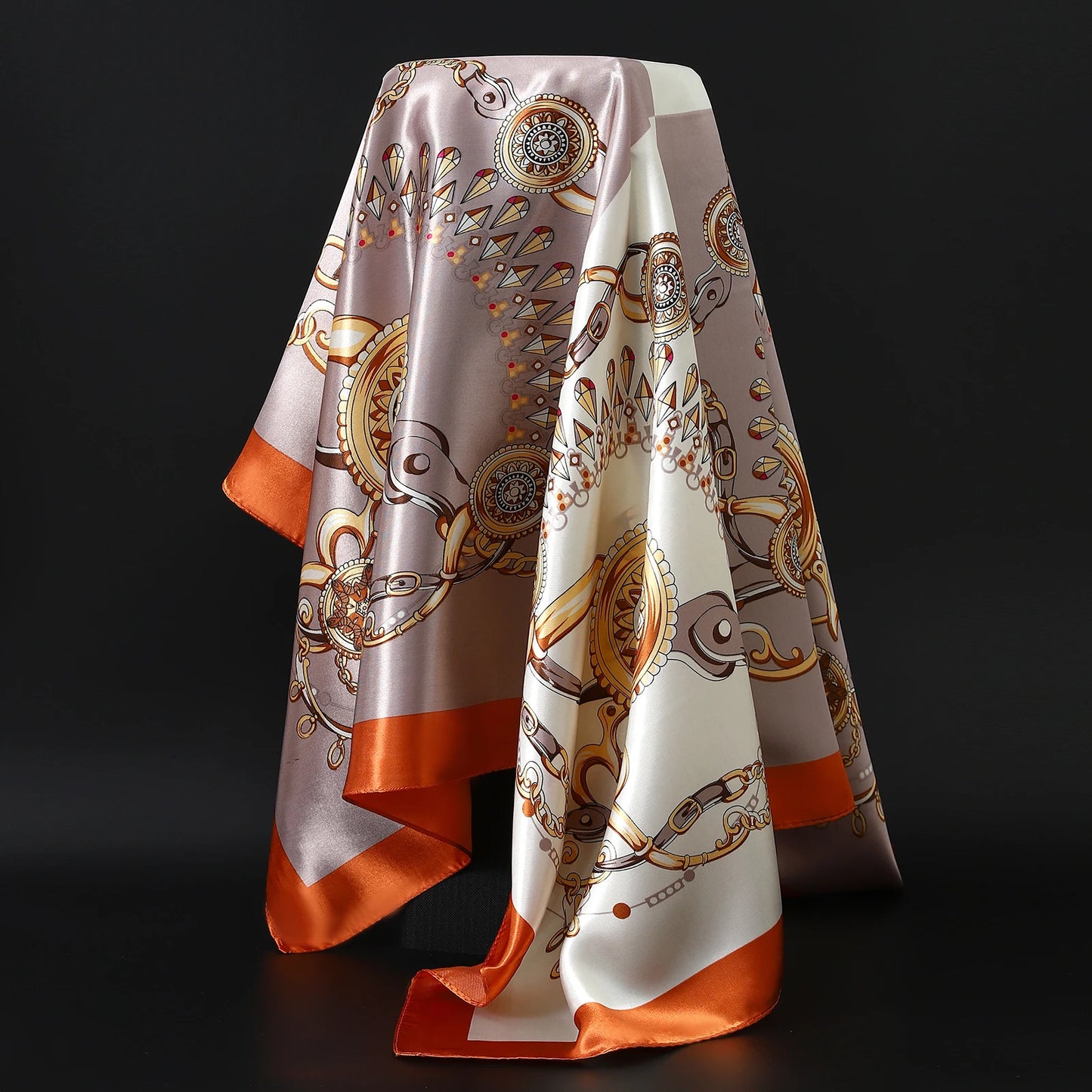 90*90cm Silk Scarf Women Print Hair Neck Square Office Ladies Shawl Bandanna Muslim Hijab Handkerchief Muffler Foulard female - NamafadStore