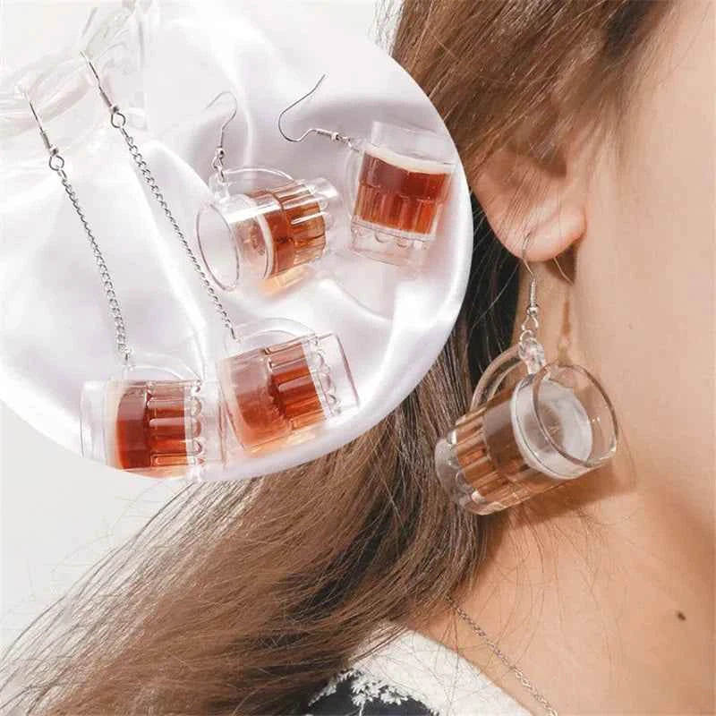 Summer Drink Drop Earrings for Women Sweet Ice Cream Bottle Pendants Dangle Earrings Girls Minimalist Party Jewelry Gifts