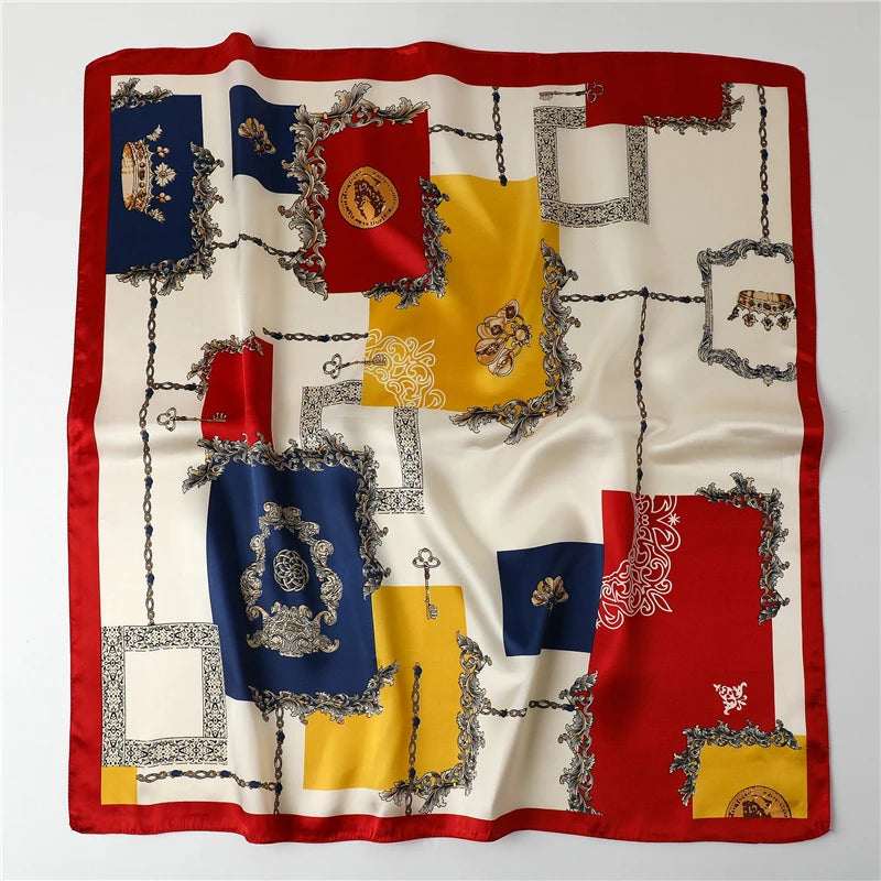 90CM Kerchief Silk Satin Four Seasons Square Beach Stoles Luxury Print Sunscreen Shawls Wraps Hijab Popular Bandana Accessores