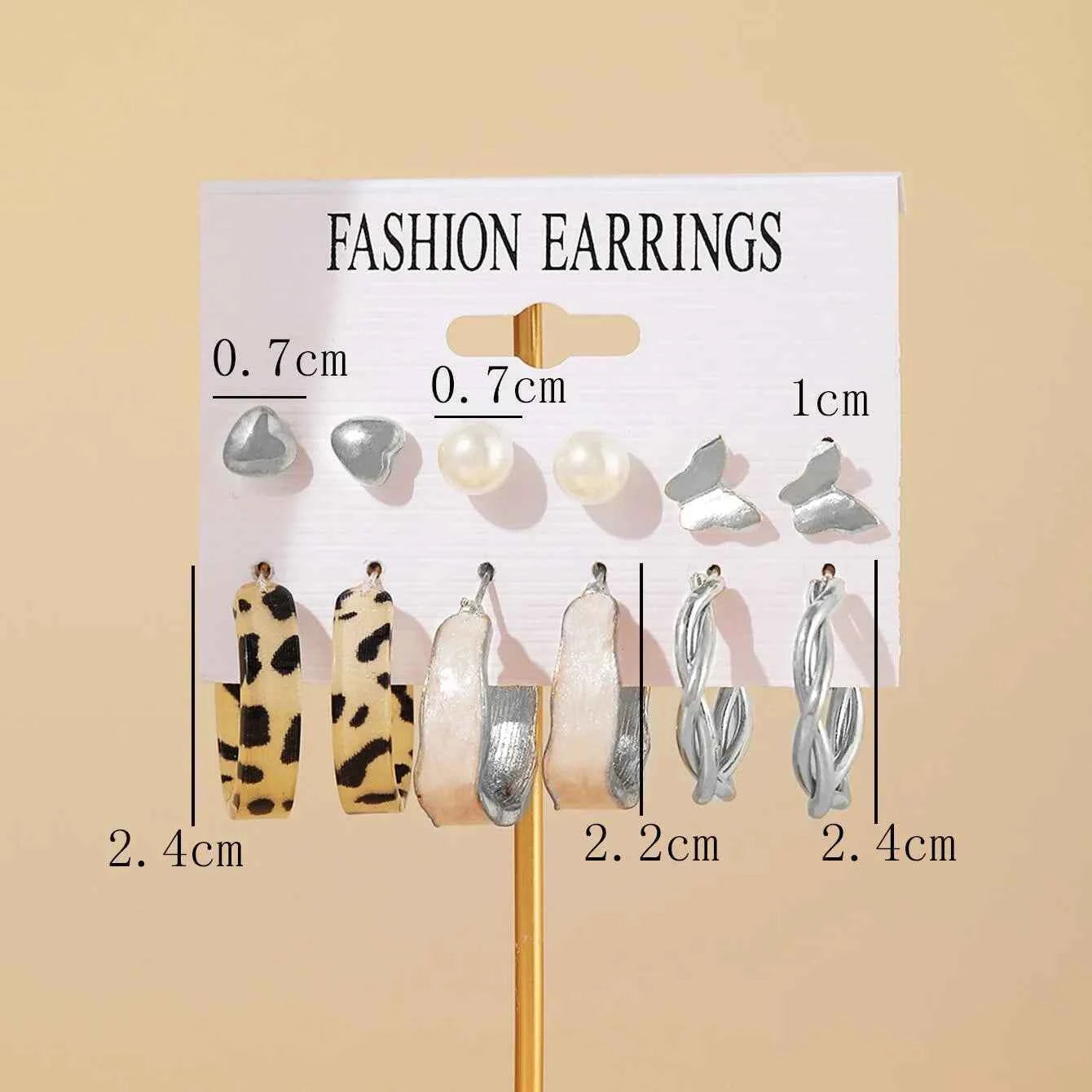 12Pcs Classic Fashion Butterfly Heart Drop Dangle Earrings for Women Charm Gold Color Enamel Pearl Hoop Earring Punk Jewelry Set