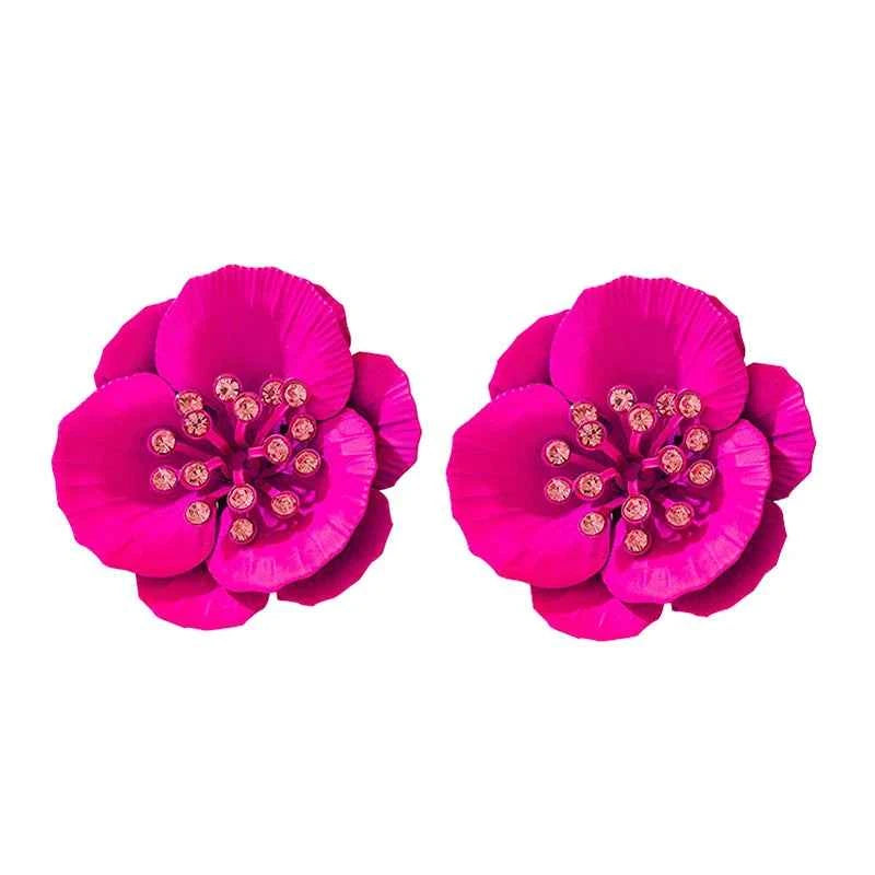 Multi Layer Metal Flower Post Earrings For Women Enamel Petal Fashion Jewelry Holiday Accessories Trendy New Styles Gifts MQF067
