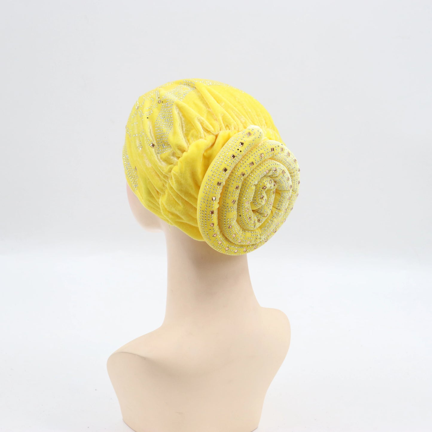 Soft Velvet Turban Cap for Women Muslim Headscarf Bonnet Elastic Female Headpiece Stylish Glitter Diamonds African Head Wraps - NamafadStore