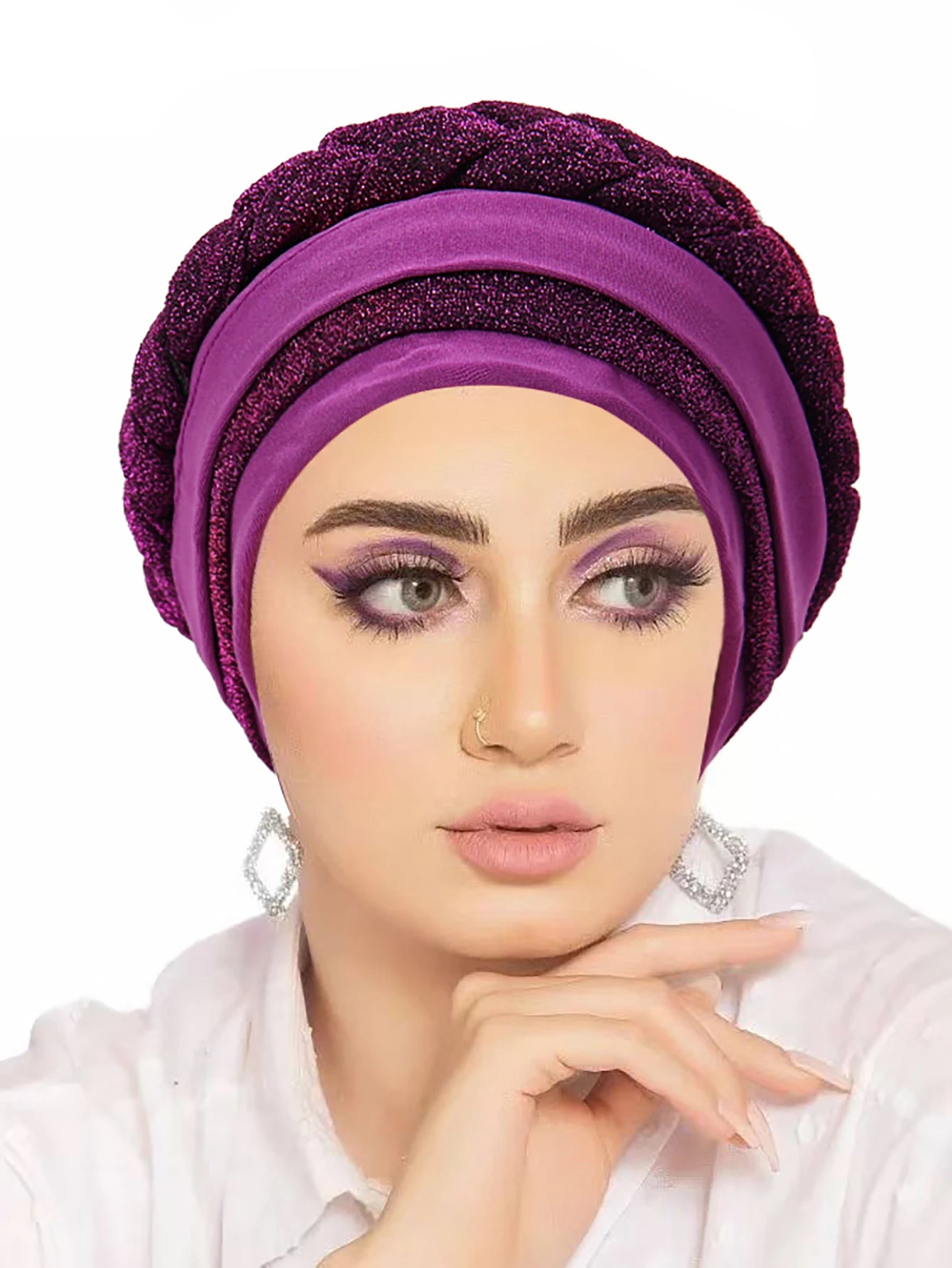 New Women Hair Loss Muslim Braid Head Turban Wrap Cover Cancer Chemo Cap Hat India Glitter Bonnet Beanies Skullies Fashion - NamafadStore