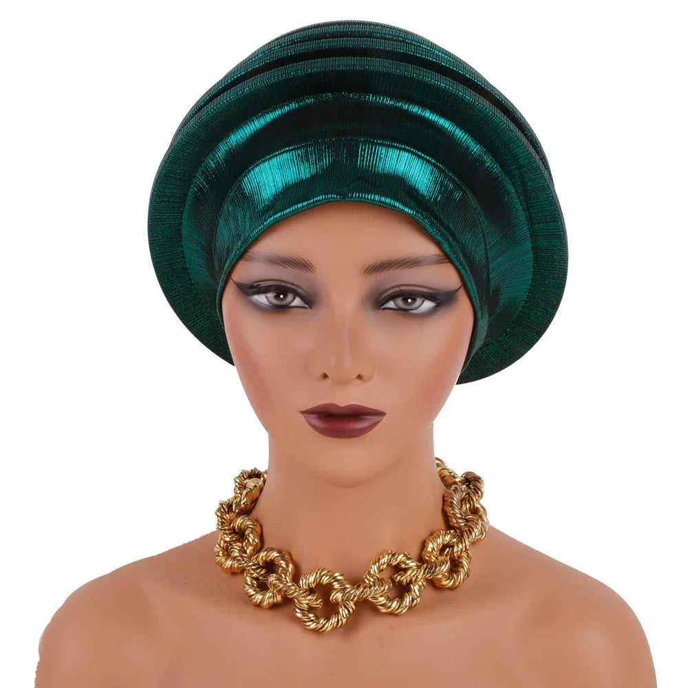 2024 Elegant Spiral Beret for Women Afrcian Lady Head Wraps Female Berets Turban Nigeria Headpiece Wedding Party Gele - NamafadStore