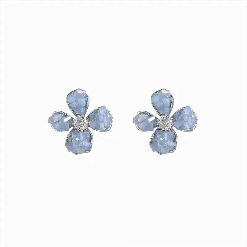 New Fashion Crystal Flower Stud Earrings for Women Exquisite Elegant Dangle Earring Vintage Wedding Party Luxury Jewelry Gift