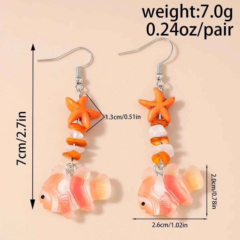 Aihua Chic Cute Clownfish Earrings for Women Girls Y2K Summer Beach Seaside Vacation Earrings Necklace Friends Kids Jewelry Gift