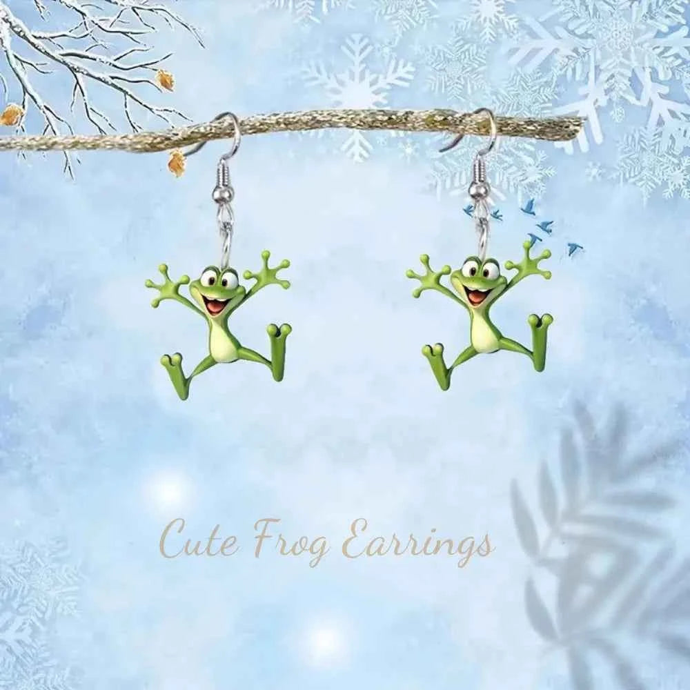 Cartoon Frog Pendant Earrings For Women Cute Dangle Earrings Girl Interesting Jewelry Accessories Gifts for Party Events Wear