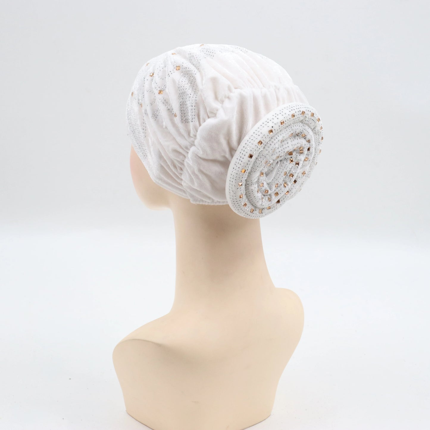 Soft Velvet Turban Cap for Women Muslim Headscarf Bonnet Elastic Female Headpiece Stylish Glitter Diamonds African Head Wraps - NamafadStore