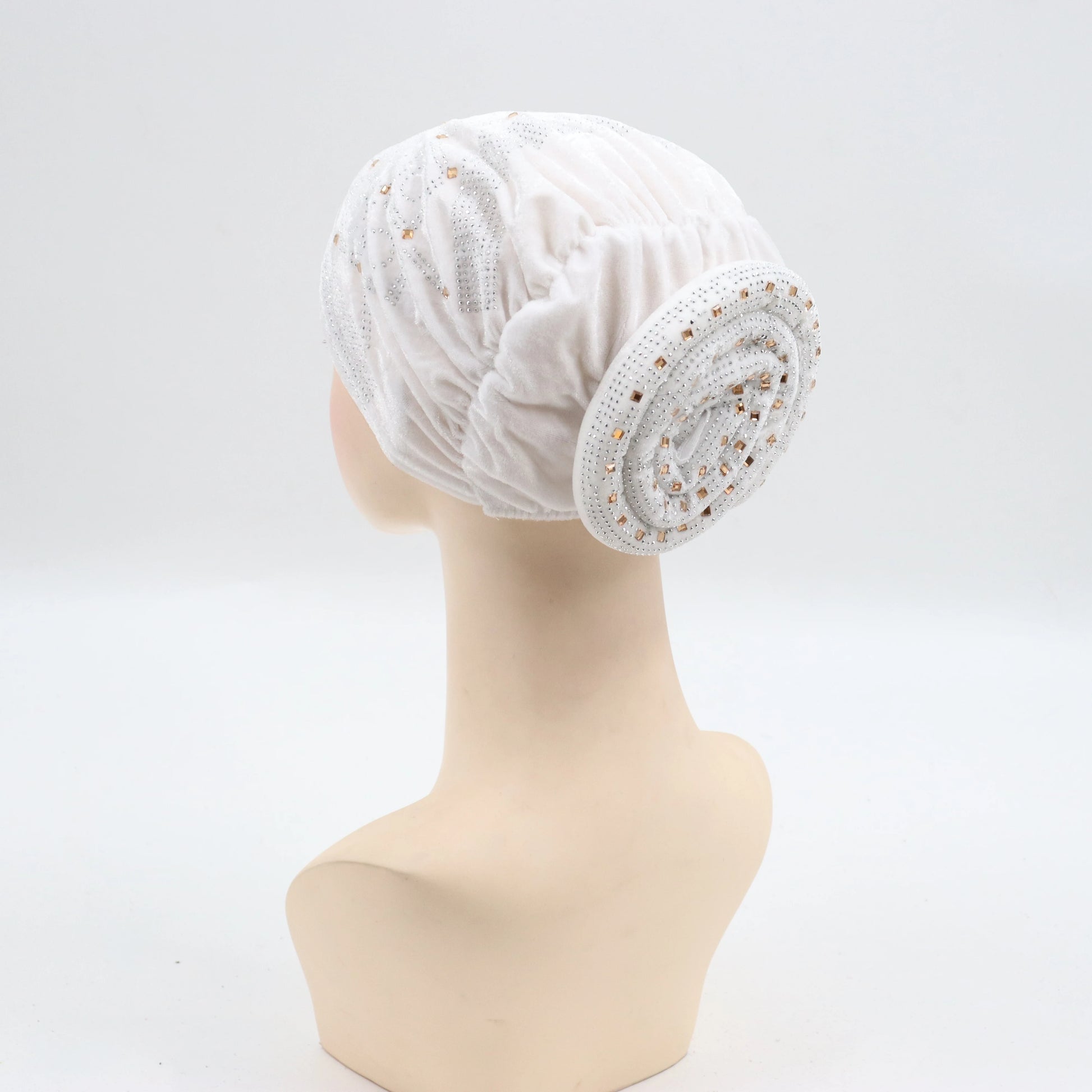 Soft Velvet Turban Cap for Women Muslim Headscarf Bonnet Elastic Female Headpiece Stylish Glitter Diamonds African Head Wraps - NamafadStore