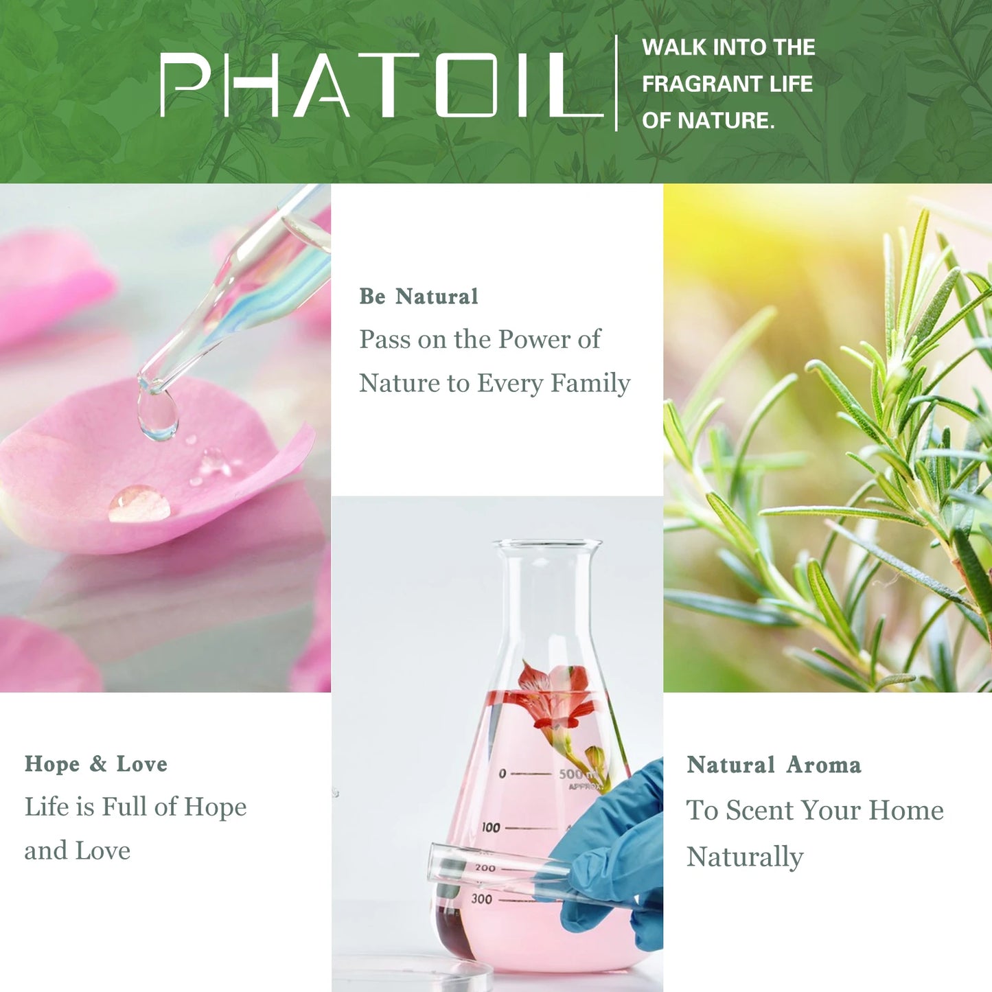 PHATOIL Natural Plant Essential Oil 10ml Eucalyptus Rose Lemon Bergamot Vanilla Peppermint 1PCS Aroma Essential Oil For Diffuser - NamafadStore