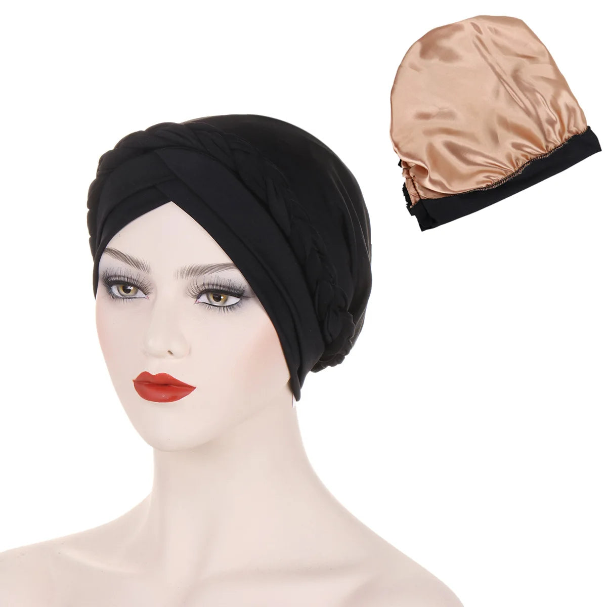 Crossed Forehead Satin Lined Muslim Turban For Women Islamic Inner Hijab Cap UnderScarf Arab wrap Head Scarves turbante mujer - NamafadStore