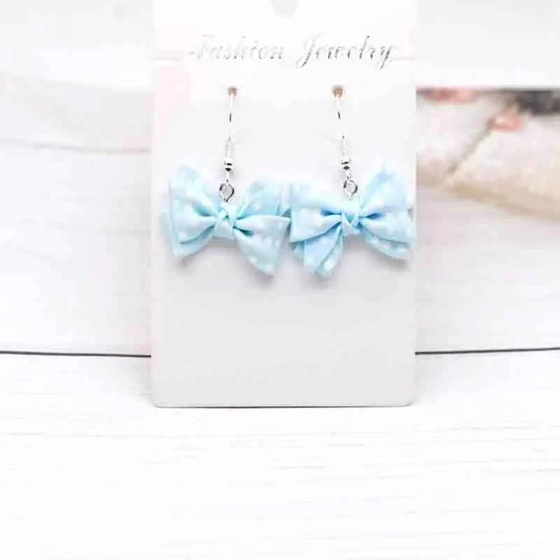 28*20mm Earrings For Girls Women Resin Handmade Cute Small Dot Bowknot Resin Flatback Charms Drop Earrings Funny Gift