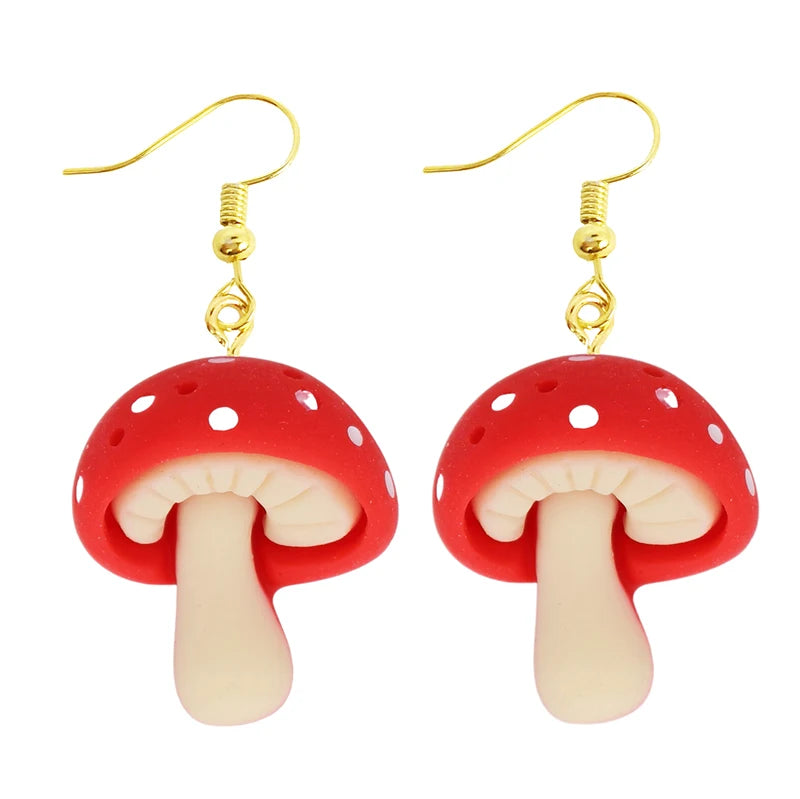 Women Earring Resin Drop Funny Custom Cute Girls Eardrop Kids Chocolate Strawberry Hamburger Hot Dog Mushroom Broccoli Coffee