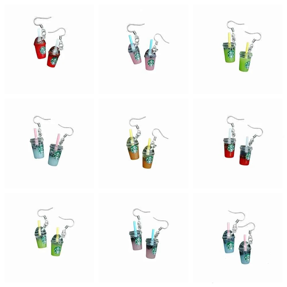 Coffee Earring For Women Resin Tea with Milk Drop Earrings Children Handmade Jewelry DIY Gifts