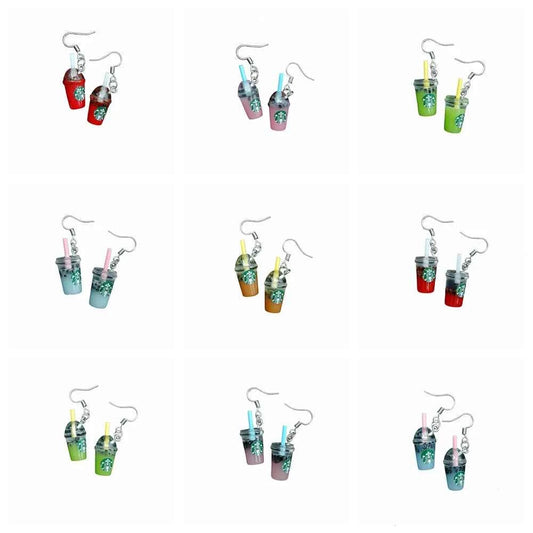 Coffee Earring For Women Resin Tea with Milk Drop Earrings Children Handmade Jewelry DIY Gifts