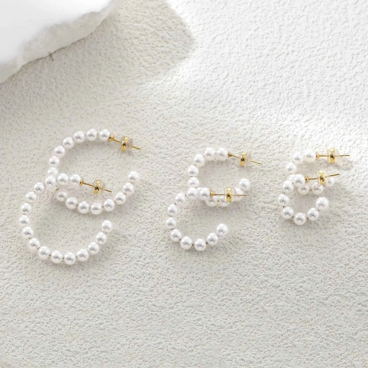 Shevalues Pearl Hoop Earrings for Women 925 Silver Needle Hoop Earrings Jewelry Trendy Luxury Fashion Vintage Small Accessories