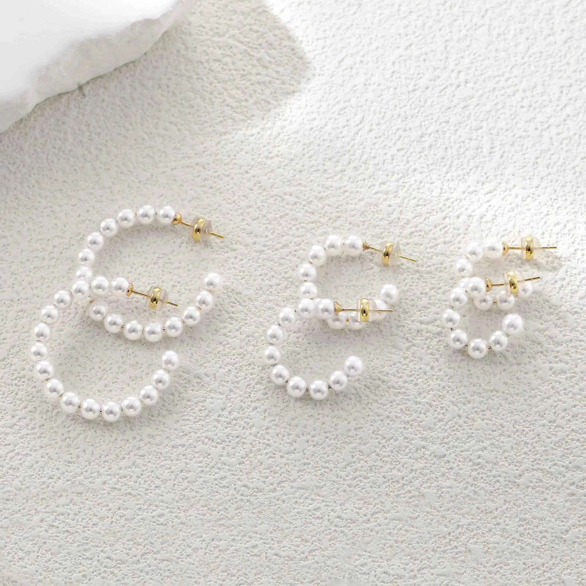 Shevalues Pearl Hoop Earrings for Women 925 Silver Needle Hoop Earrings Jewelry Trendy Luxury Fashion Vintage Small Accessories