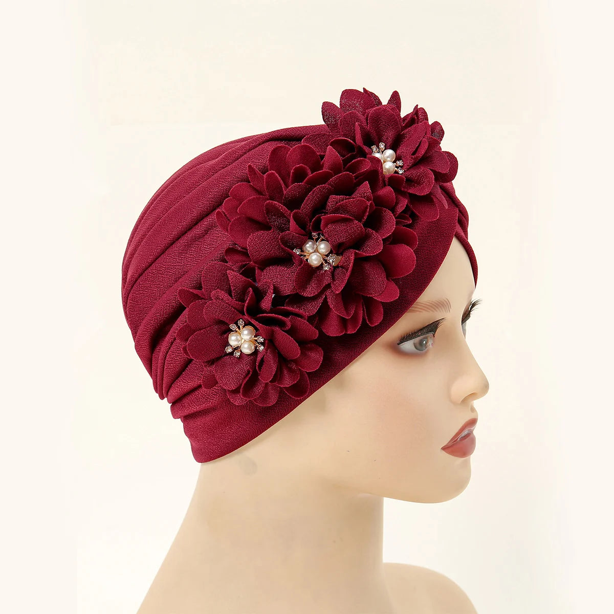 Islamic Underscarf Hijabs Hats Women Flower Headband Ladies Muslim Turban Hat Floral Head Wrap Wedding Beading Party Hijabs - NamafadStore