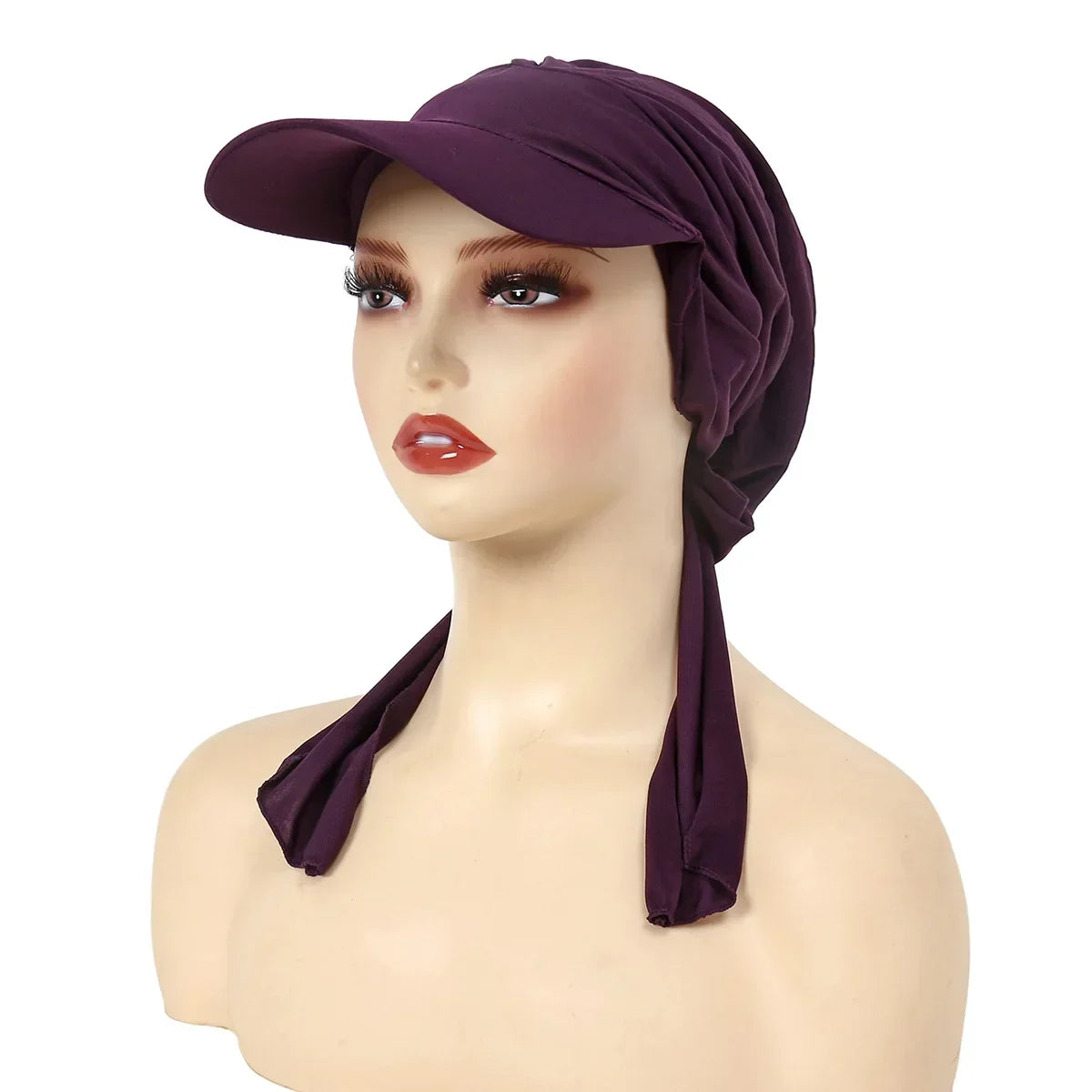 Fashion Muslim Floral Print Hijab Turban Hat for Women Visor Baseball Cap Sun Hats Headscarf Scarf Brim Femme Scarves Bandanas