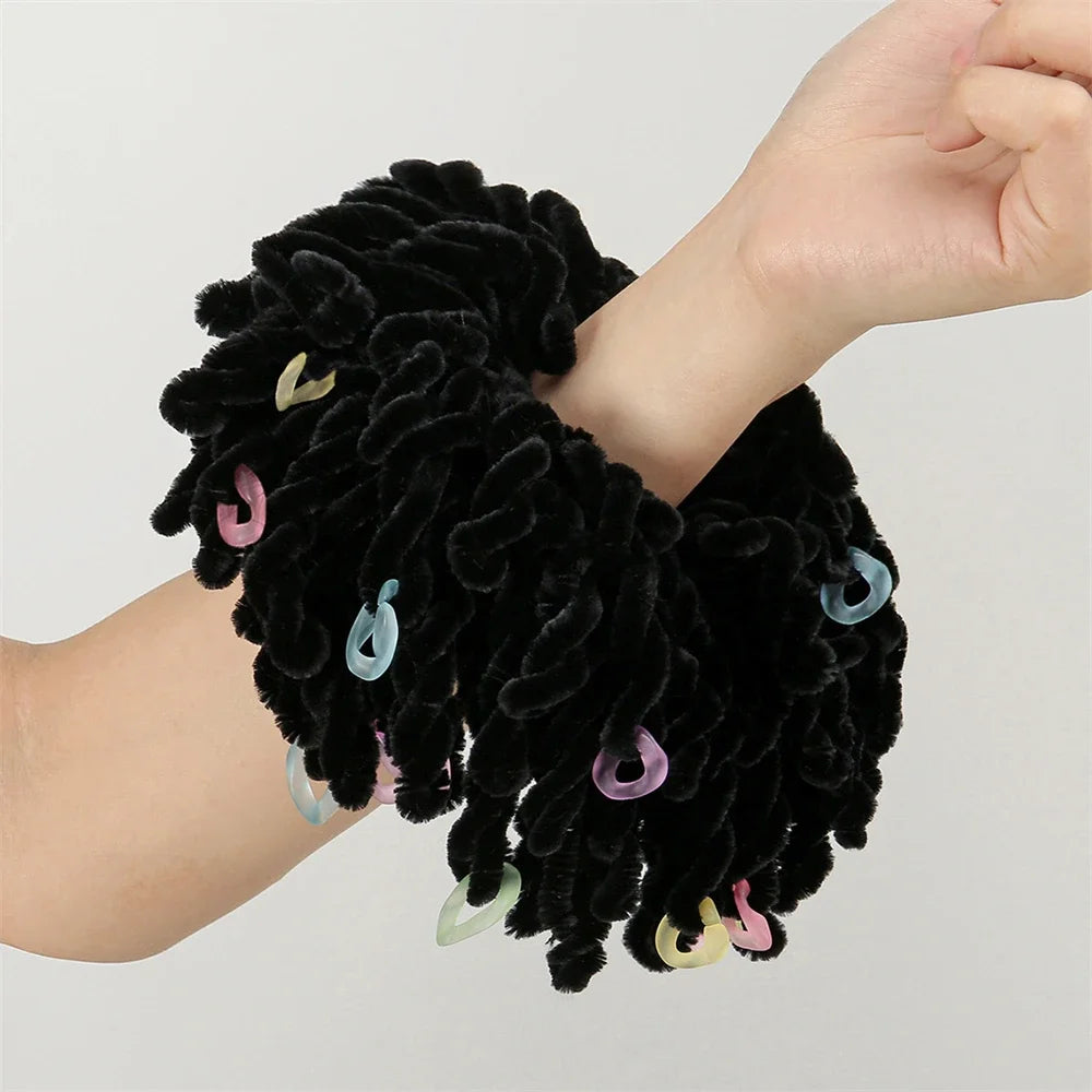 Muslim Women Fashion Scrunchies Velvet Elastic Hair Bands Hair Ring Tie Bun Clip Large Size Knitting Hair Ponytail Bun Holder - NamafadStore