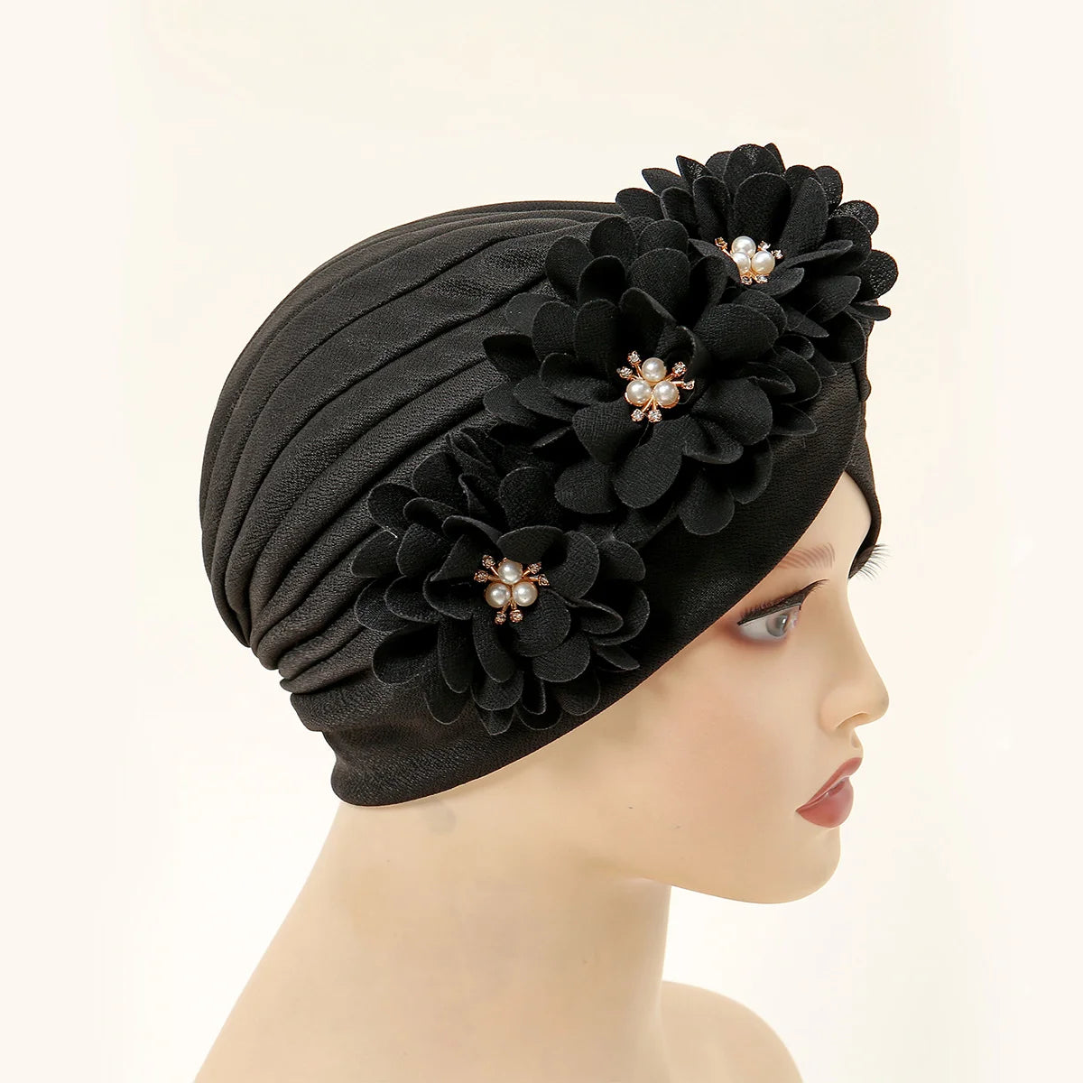 Islamic Underscarf Hijabs Hats Women Flower Headband Ladies Muslim Turban Hat Floral Head Wrap Wedding Beading Party Hijabs - NamafadStore
