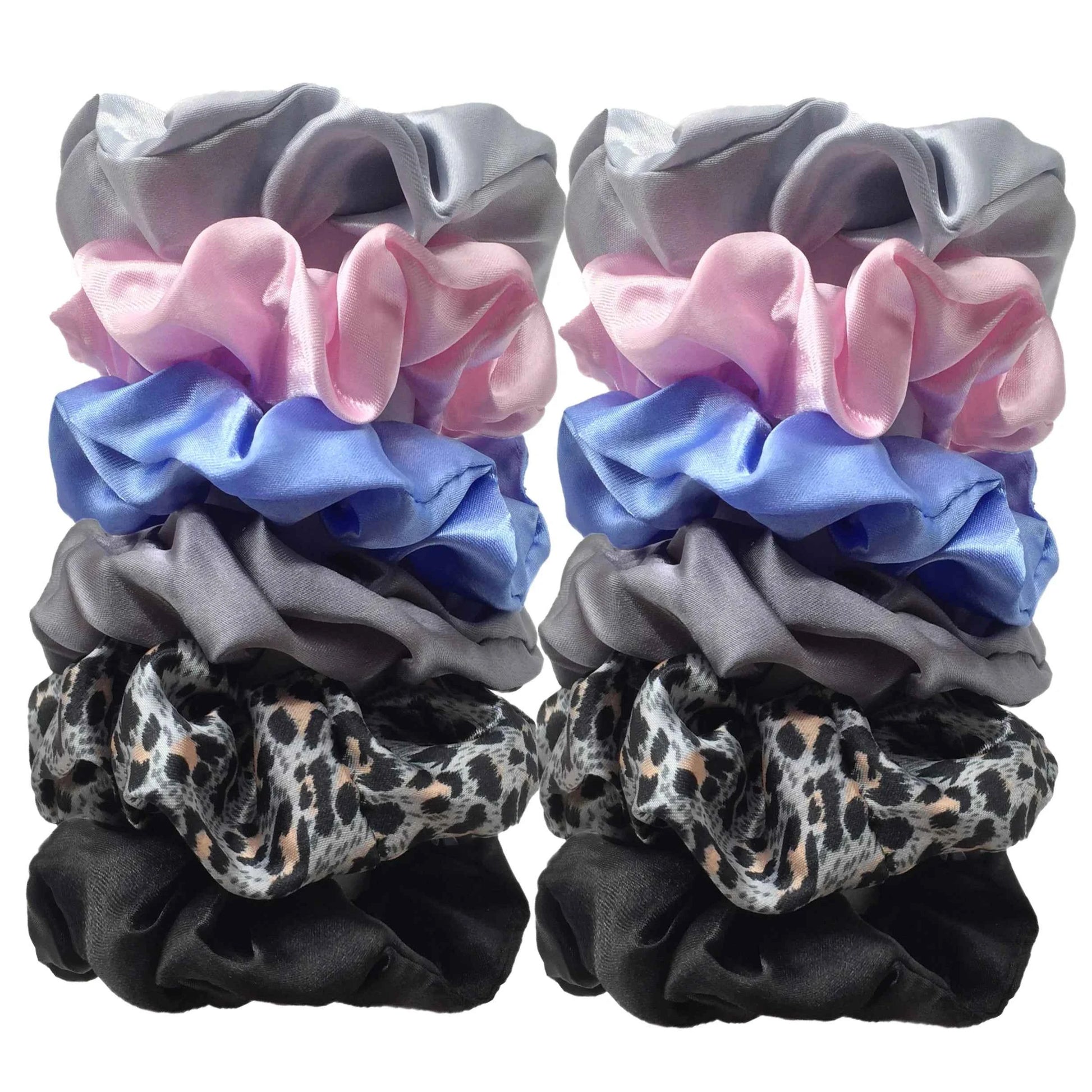 12/10pcs New Satin Fabric Sausage Loop Hair Rings Set Solid Colour Fabric Loop Hair Rope Scrunchies Headwear Ties