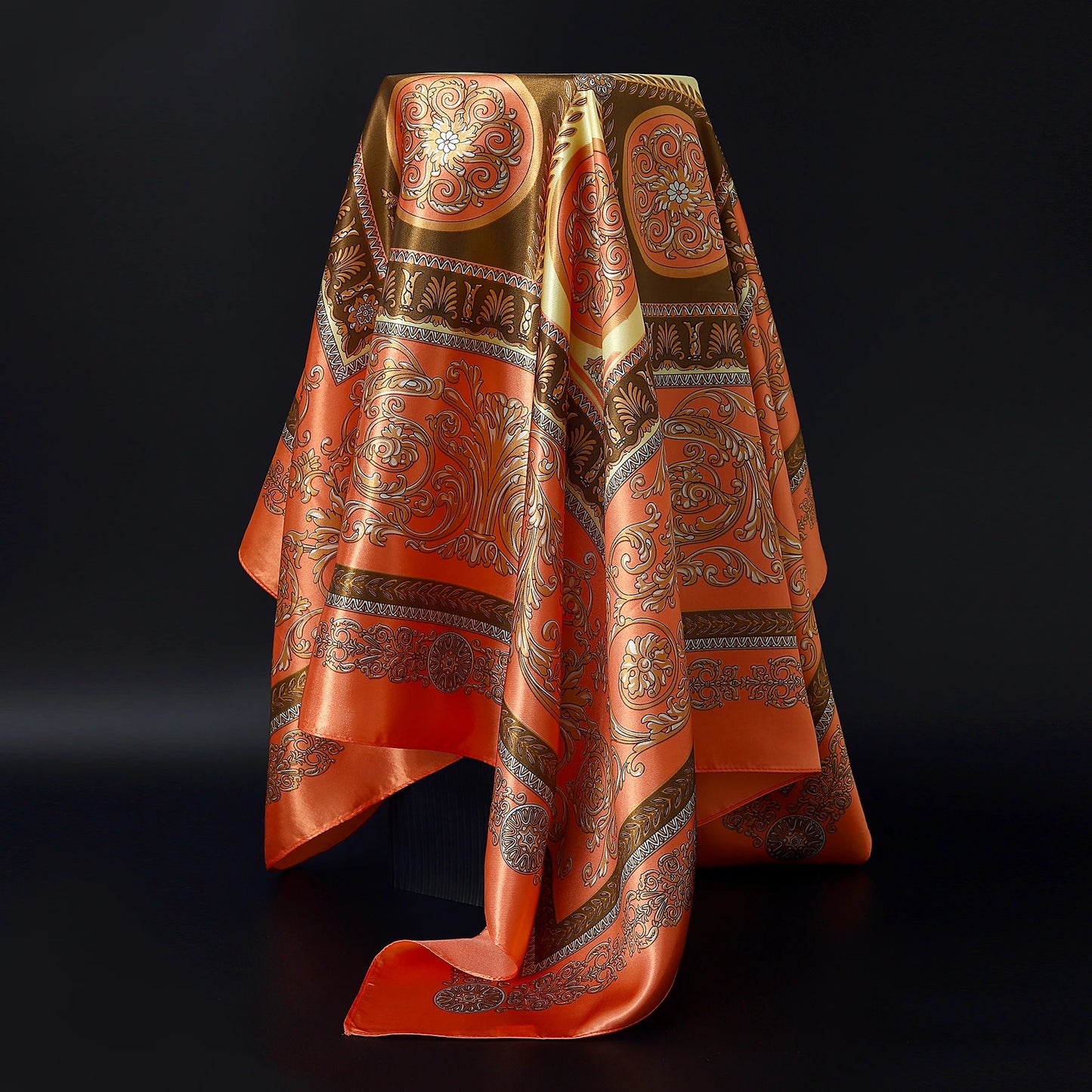 1 piece 35.4 inches Women Shawls Fashion print Summer Kerchief Luxury Brand 90X90CM Bandanna New Foulard Satin Square Headcloth - NamafadStore