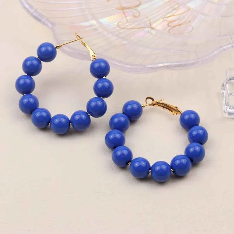 Summer dopamine bead candy colored acrylic earrings exaggerated and fashionable circular women's earrings