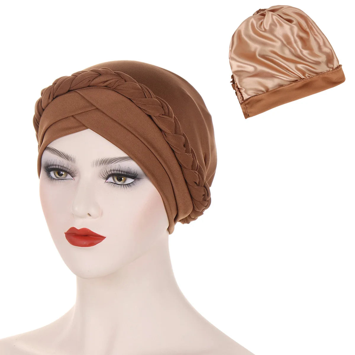 Crossed Forehead Satin Lined Muslim Turban For Women Islamic Inner Hijab Cap UnderScarf Arab wrap Head Scarves turbante mujer - NamafadStore