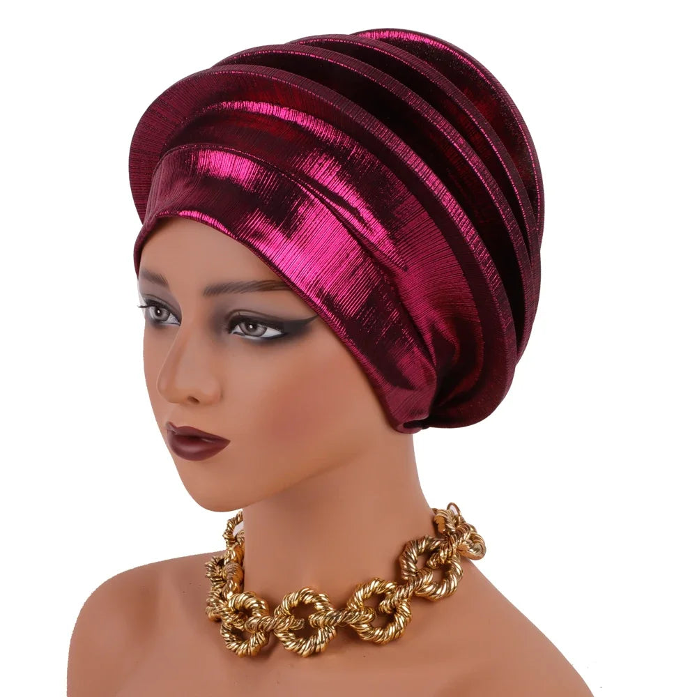 2024 Elegant Spiral Beret for Women Afrcian Lady Head Wraps Female Berets Turban Nigeria Headpiece Wedding Party Gele - NamafadStore