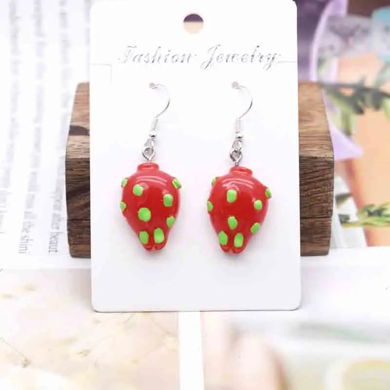 Earring For Women Resin Handmade Cartoons Animals Fruits Vegetables Kawaii Drop Earrings Funny Gifts