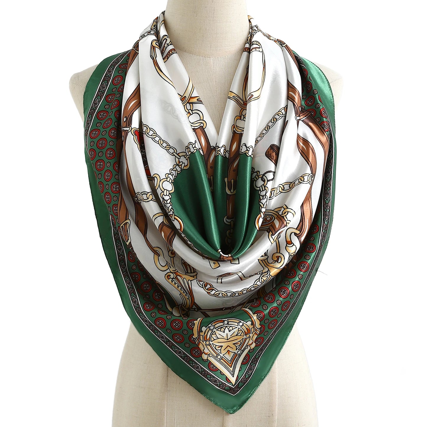 1 piece 35.4 inches Women Shawls Fashion print Summer Kerchief Luxury Brand 90X90CM Bandanna New Foulard Satin Square Headcloth