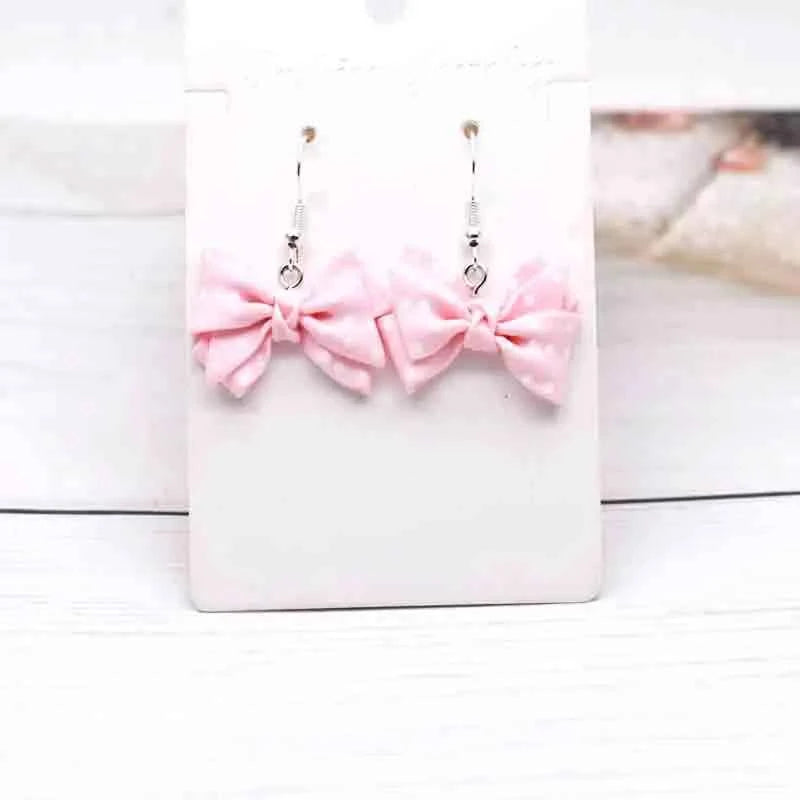 28*20mm Earrings For Girls Women Resin Handmade Cute Small Dot Bowknot Resin Flatback Charms Drop Earrings Funny Gift