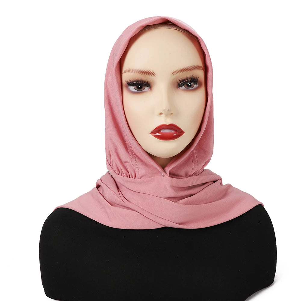 Ready To Wear Fastener Instant Hijab for Muslim Women Full Cover Head Wraps Scarf Islam Turban Caps Turbante Mujer