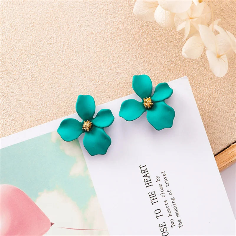 Korean New Double-layers Flower Drop Earrings for Ladies Exaggerated Women Floral Earrings Fashion Jewelry aretes de mujer