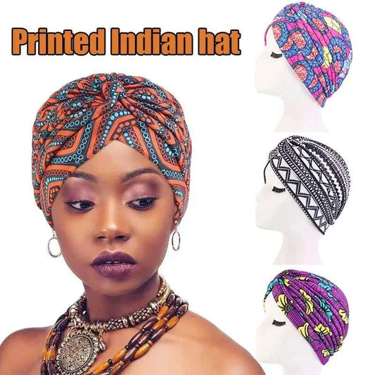 Women Printed Knot Turban Indian Muslim Headwraps Chemo Cap Hijab Beanie Bonnet Head Wrap Bandanas Hair Loss Headscarf
