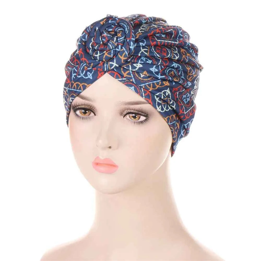 New Muslim Turban Hat African Twist Knot Flower India Hat Head Cover Bonnet Headscarf Ladies Chemo Cap Bandanas Hair Accessories - NamafadStore