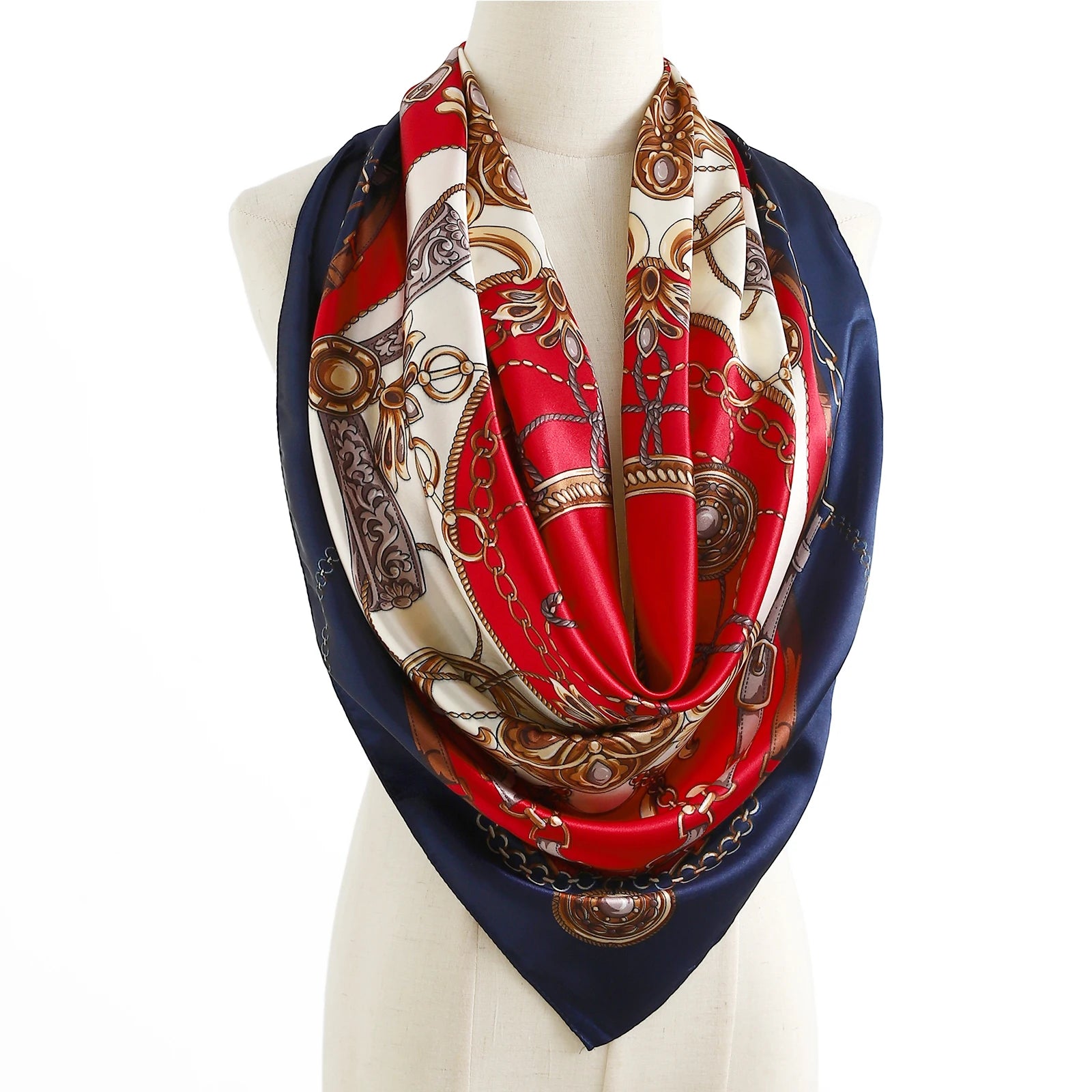 1 piece 35.4 inches Women Shawls Fashion print Summer Kerchief Luxury Brand 90X90CM Bandanna New Foulard Satin Square Headcloth - NamafadStore