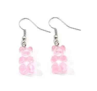 Gradient Candy Color Cute Acrylic Bear Dangle Earrings for Women Girls Gift Korean Fashion Animal Hook Earring Female Jewelry