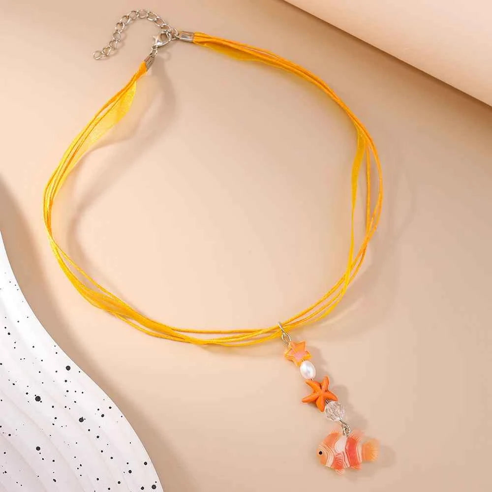 Aihua Chic Cute Clownfish Earrings for Women Girls Y2K Summer Beach Seaside Vacation Earrings Necklace Friends Kids Jewelry Gift