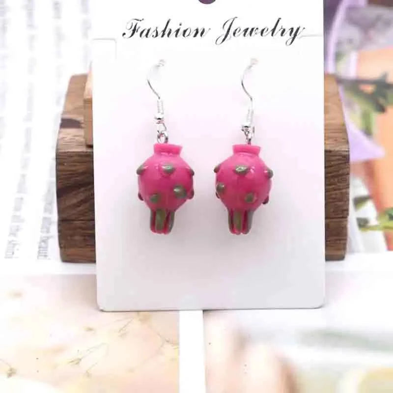 Earring For Women Resin Handmade Cartoons Animals Fruits Vegetables Kawaii Drop Earrings Funny Gifts