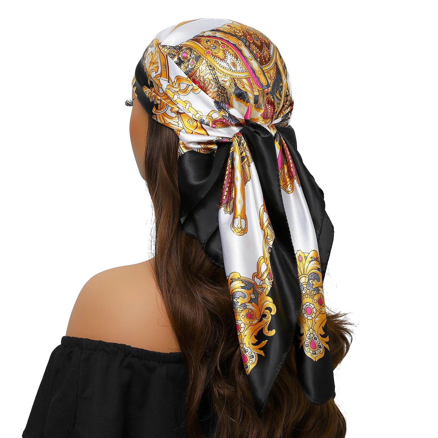 Popular Shawls Europe And America Fashion Bandannas New Print Sunscreen 90X90CM Kerchief Four Seasons Luxury Square Silk Scarves - NamafadStore